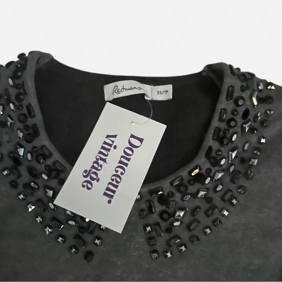 Elegant Black and Gray Beaded Women's Top - Picture 2 of 4